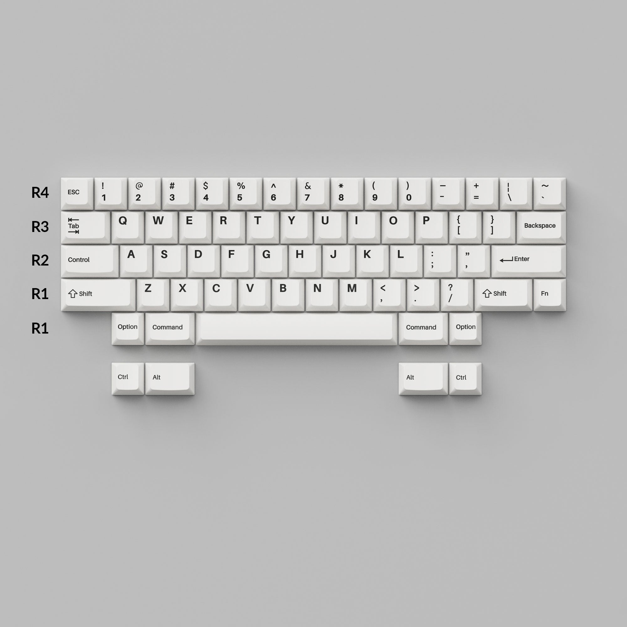 Cherry Profile Double-Shot PBT Full Set Keycaps - Black on White