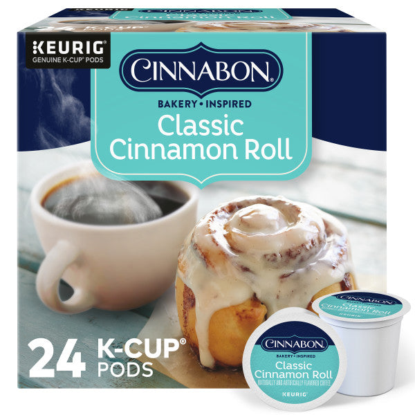 Cinnabon Classic Cinnamon Roll K-Cups, Light Roast – 24 Count