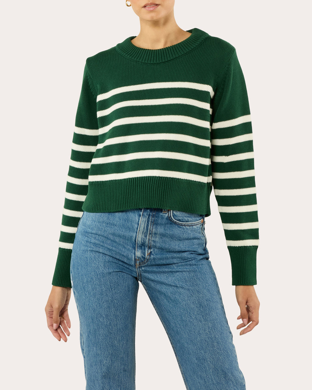 Devon Stripe Cotton Crewneck Sweater