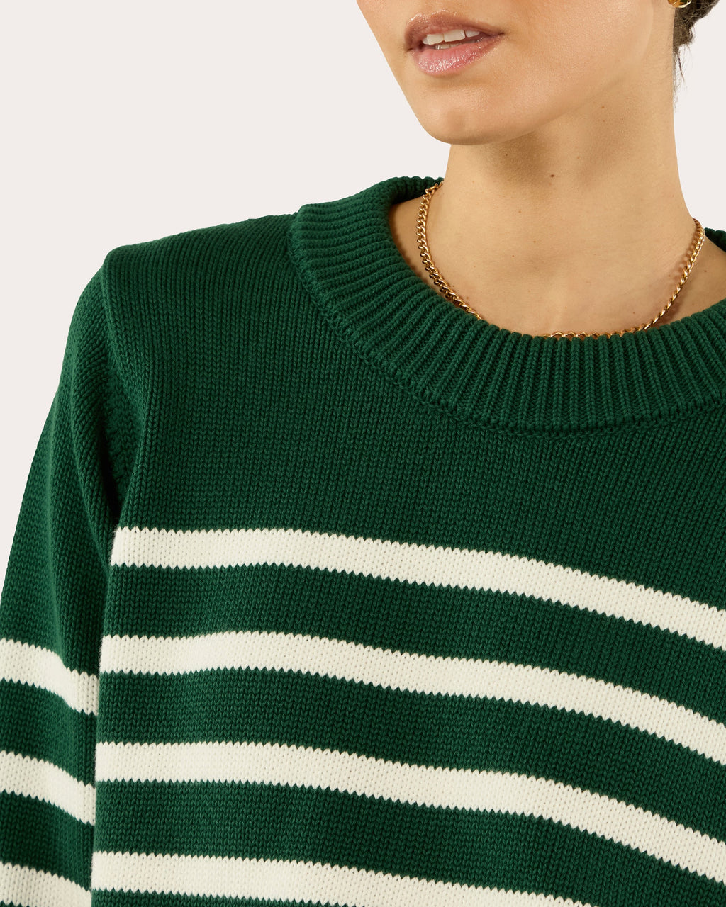 Devon Stripe Cotton Crewneck Sweater