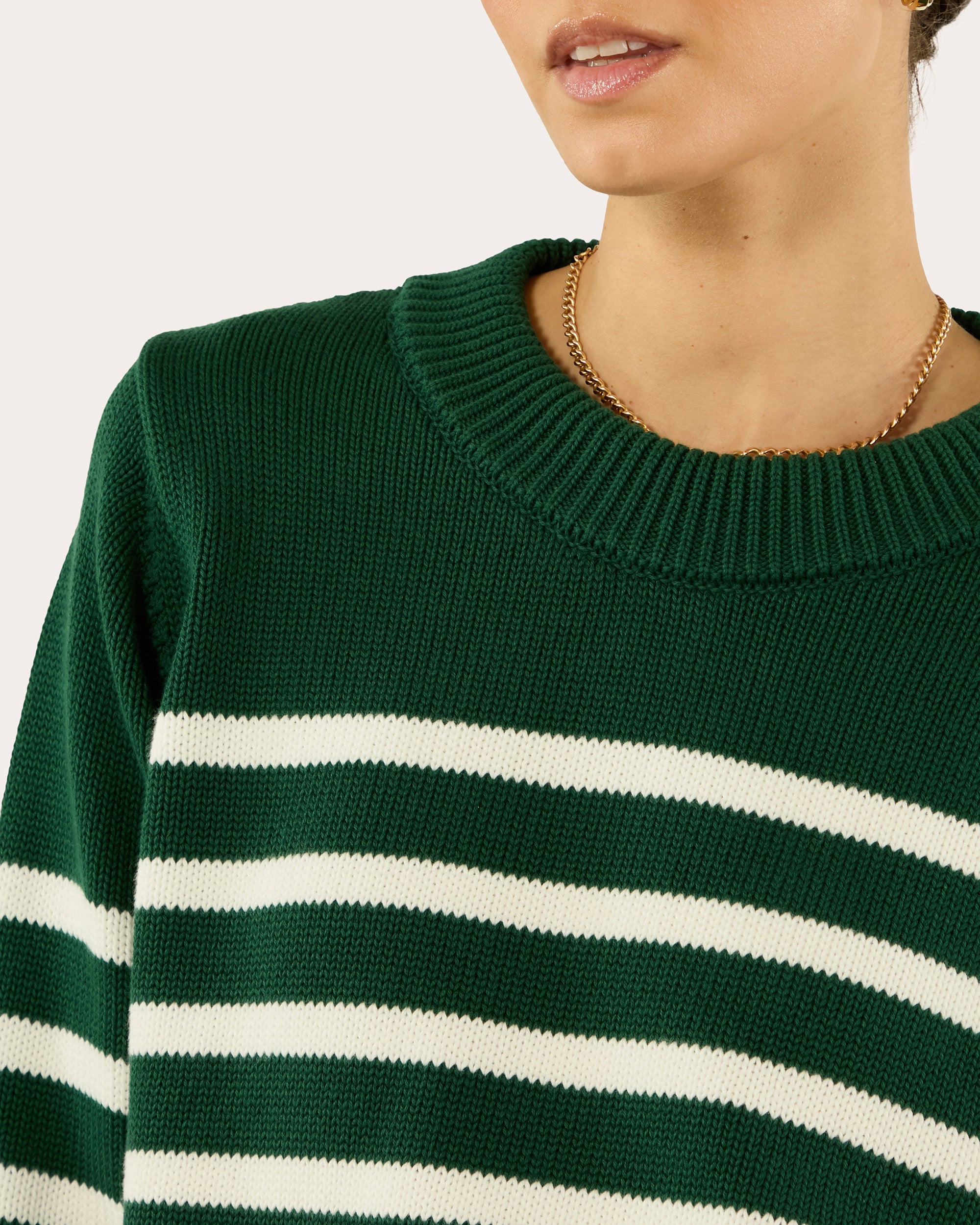 Devon Stripe Cotton Crewneck Sweater