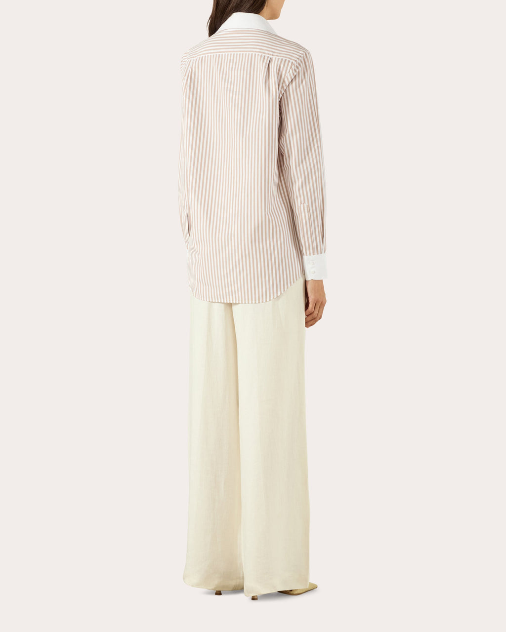 The Boyfriend Fine Poplin Stripe Contrast Button-Up