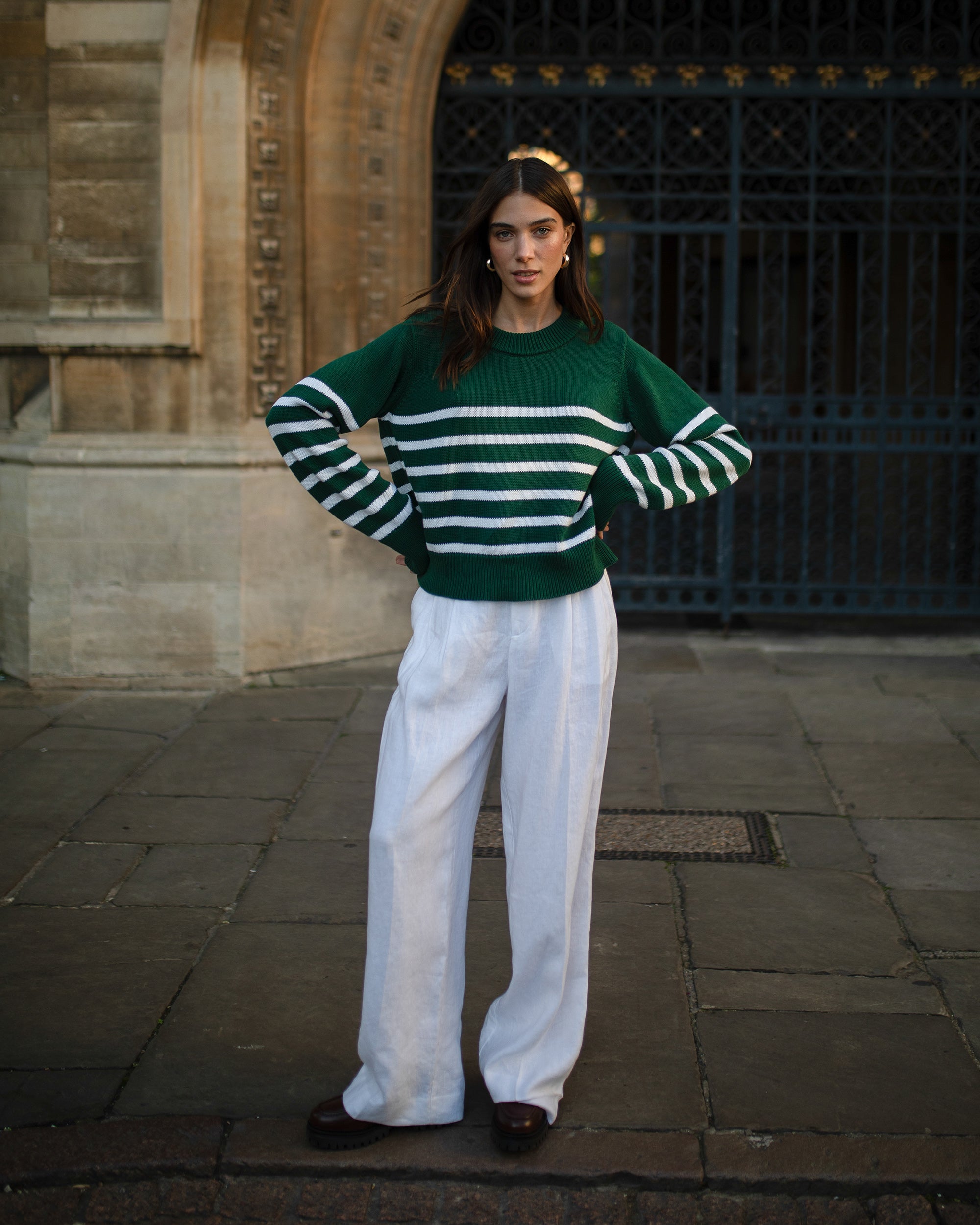 Devon Stripe Cotton Crewneck Sweater