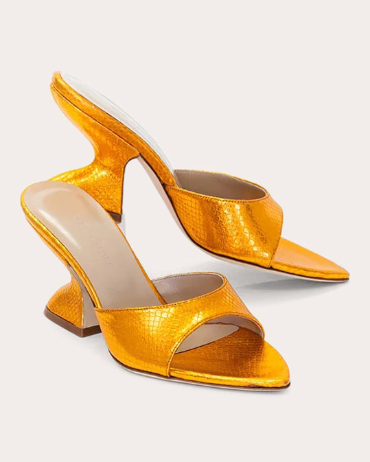 Kira Metallic Snake-Embossed Leather Sandal