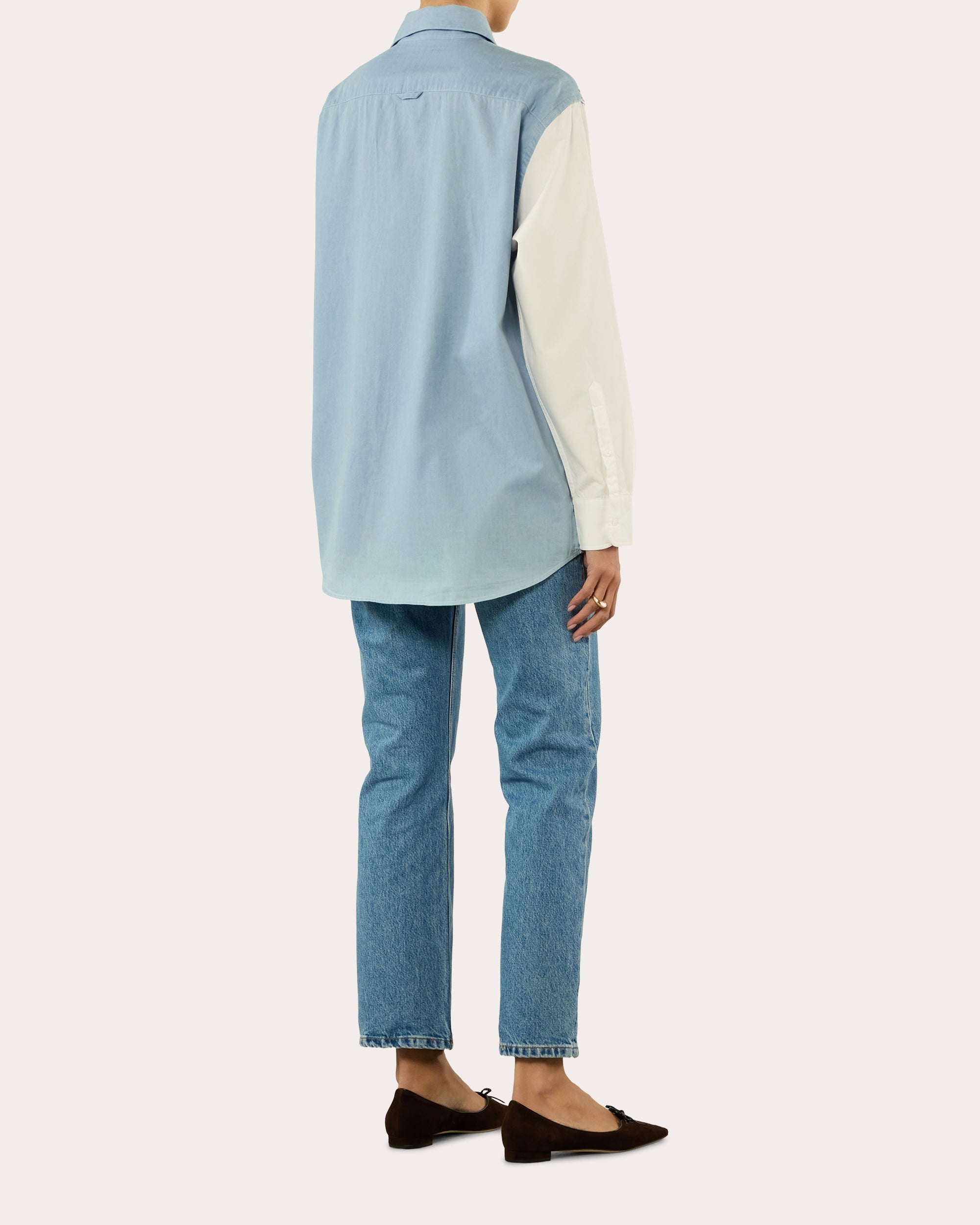 The Oversized Patchwork Chambray Button-Up