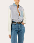 The Oversized Patchwork Chambray Button-Up
