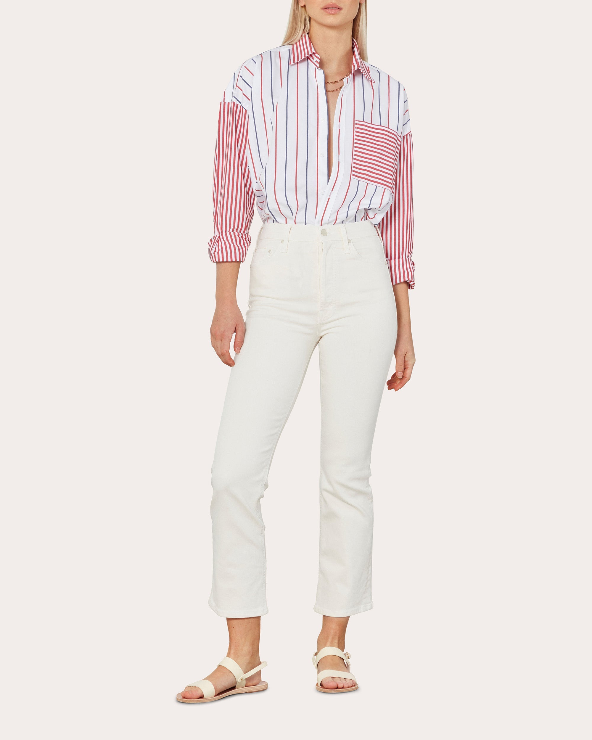 The Weekend Cotton-Poplin Striped Patchwork Shirt