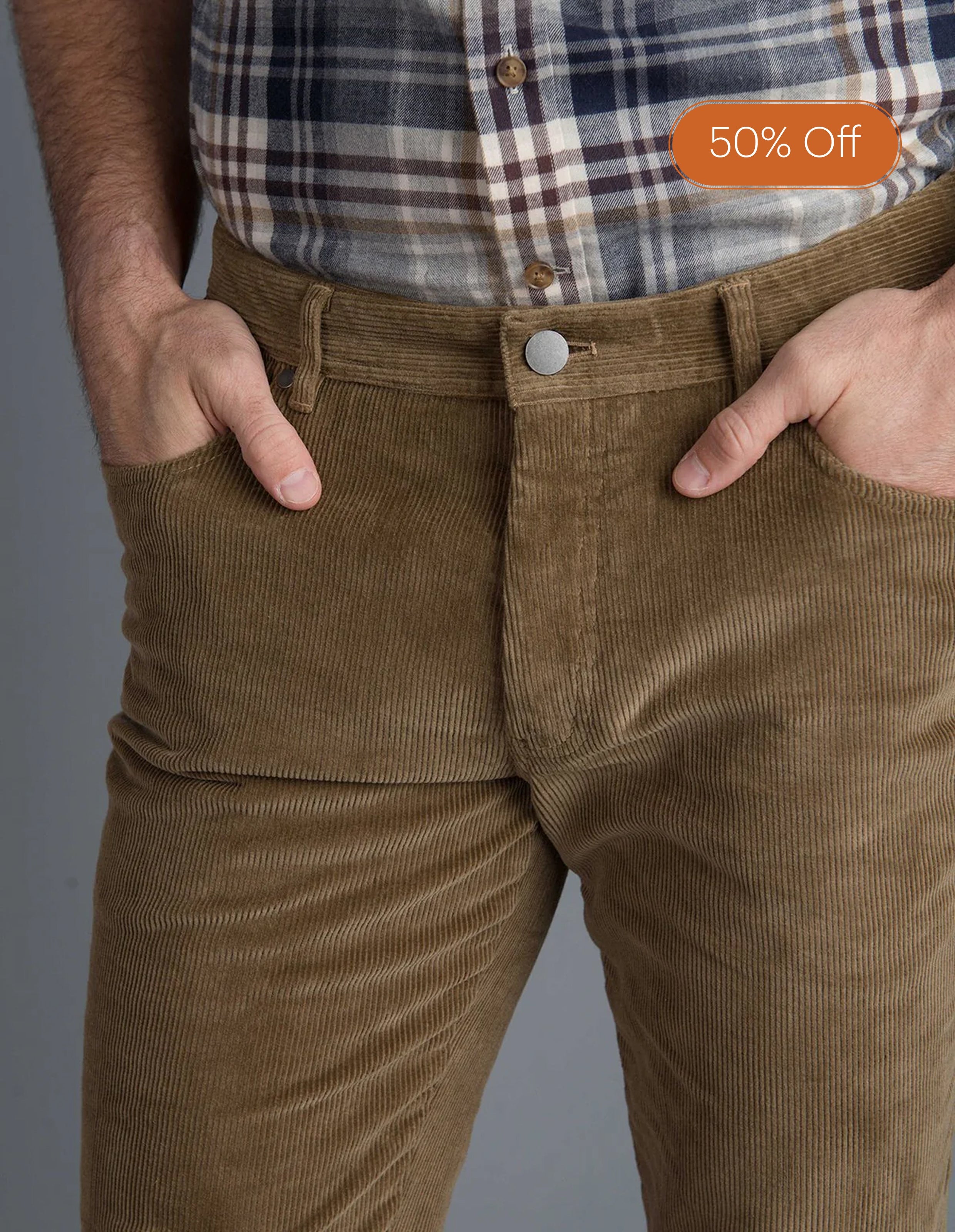 Stretch Corduroy Chino - Mini Ribbed Tan
