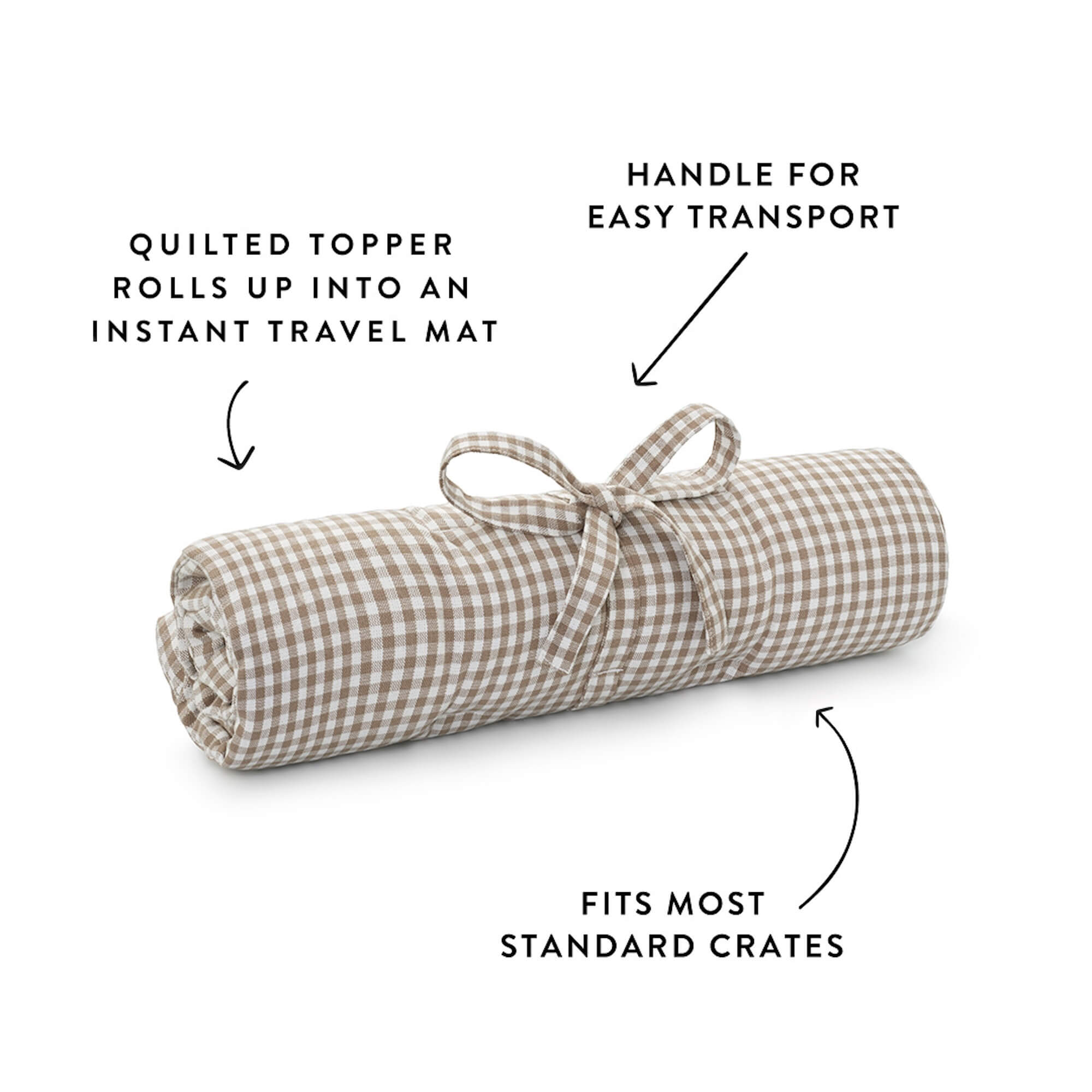 Mushroom Brown Gingham Bolster Dog Bed