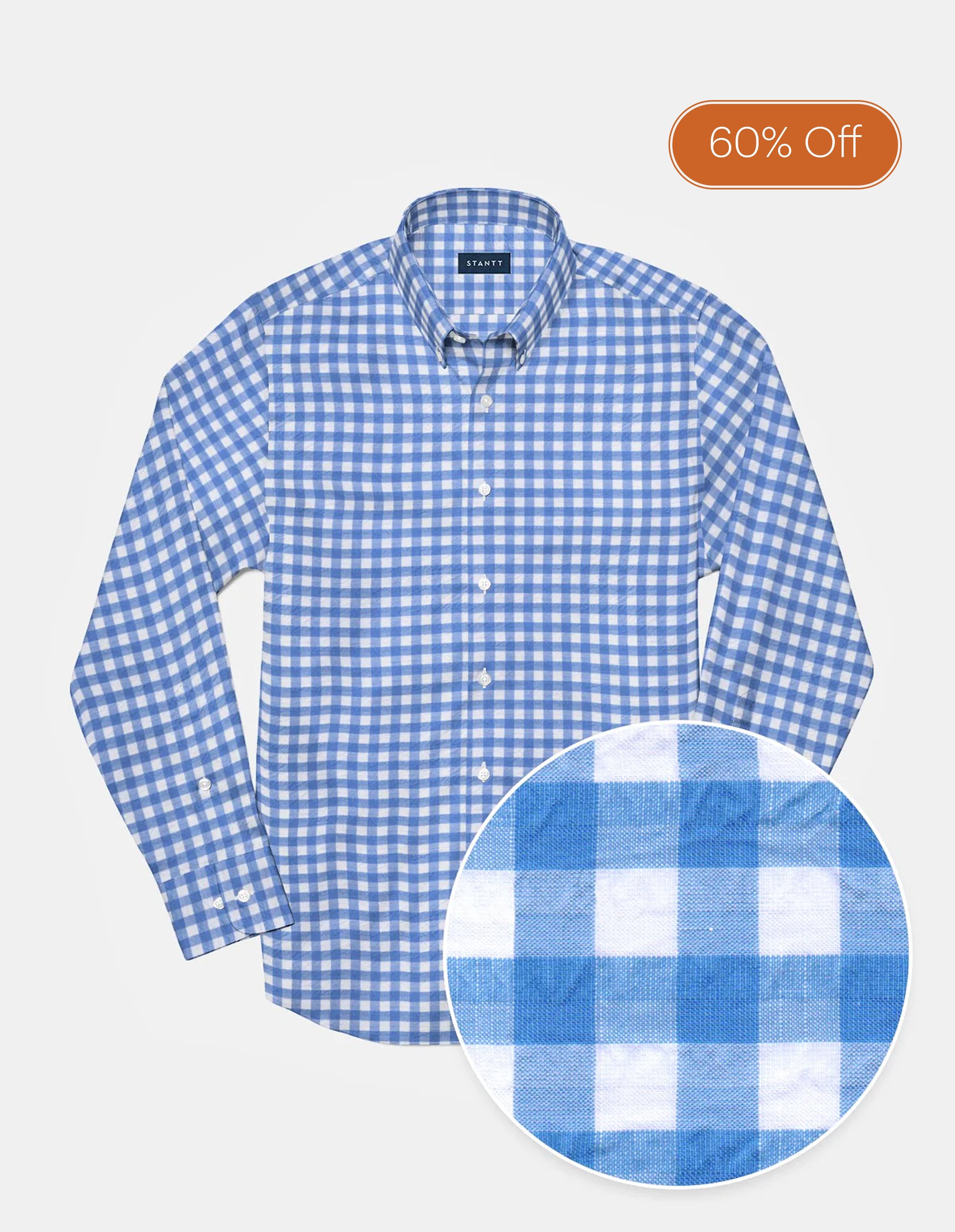 Cornflower Blue Check Seersucker
