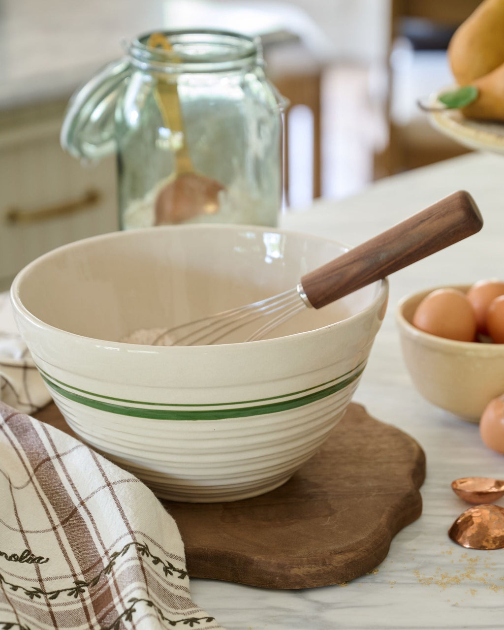 The Cottage Collection Forest Green Striped Mixing Bowl Set