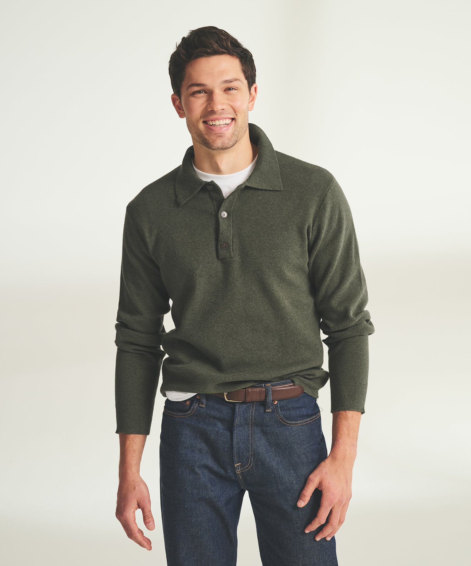 Cotton Cashmere Polo Sweater