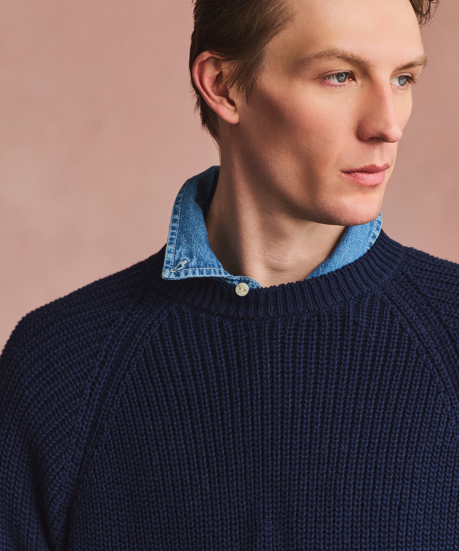 Cotton Fisherman Raglan Crewneck Sweater