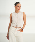 Cotton Sleeveless Cardigan