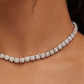 GLD Micro Clustered Tennis Necklace in White Gold