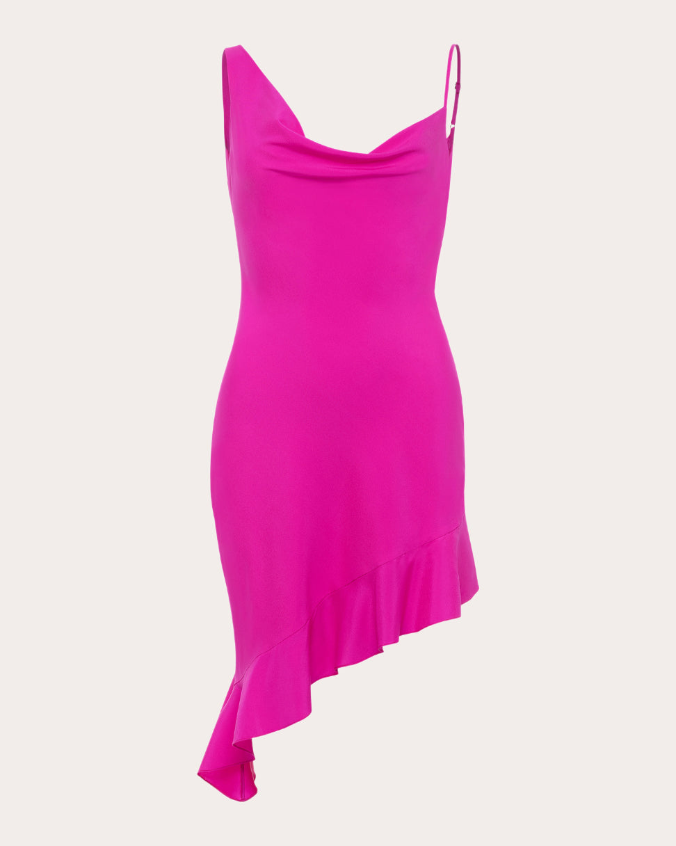 Daphne Asymmetric Draped Silk Mini Dress
