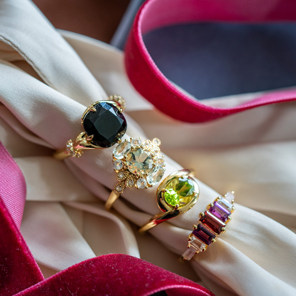 Peridot Poetry Statement Ring