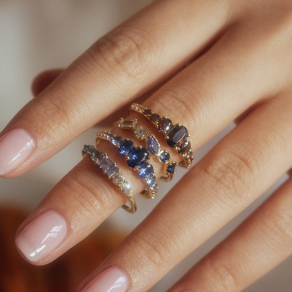 Solid Gold Modern Ombre Birthstone Ring Last Chance Sizes
