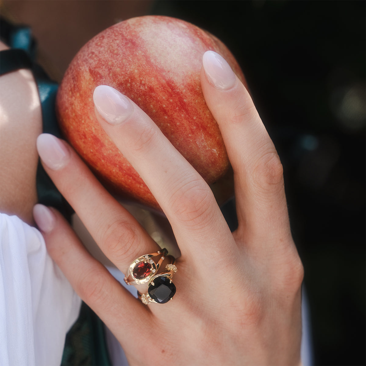 Golden Age Garnet Cocktail Ring