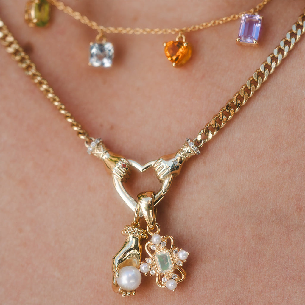 Hand Over Heart Charm Holder Necklace