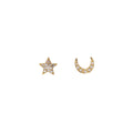 Diamond 14KT gold star & moon earrings
