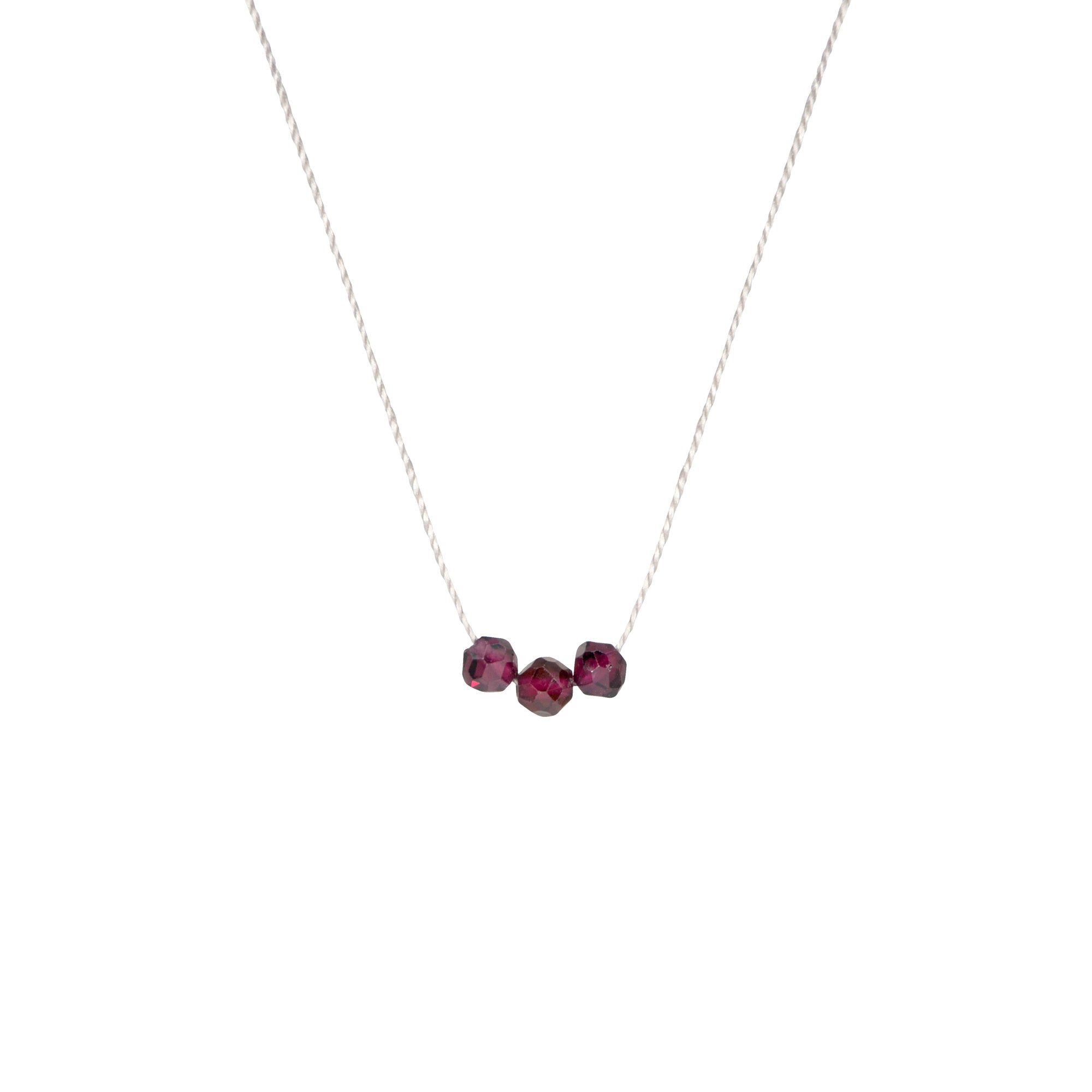 January Birthstone Make A Wish Necklace with Faceted Garnets