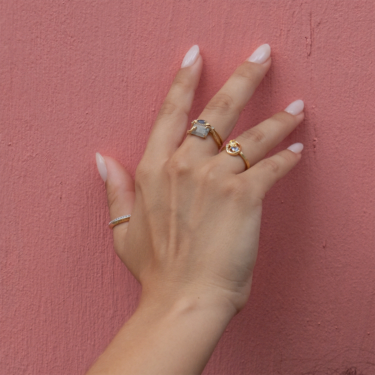 Solid Gold Iolite Evil Eye Ring