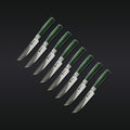 Damascus Steel Steak Knife Set, 8-pc (Green)