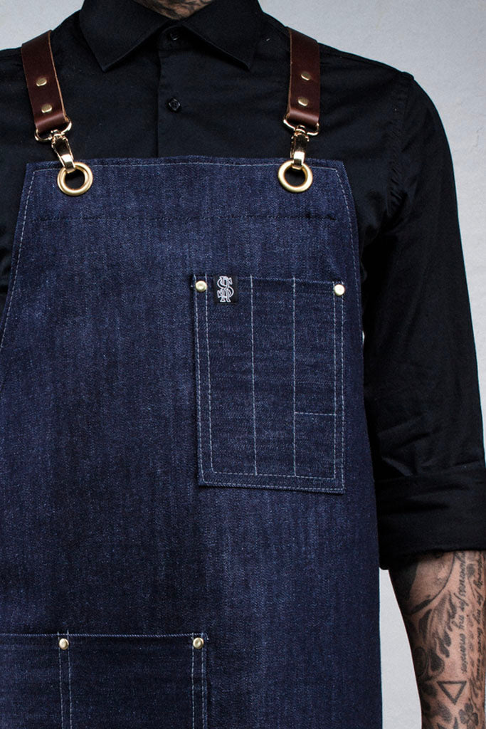 Denim Bartender Apron - Indigo Blue
