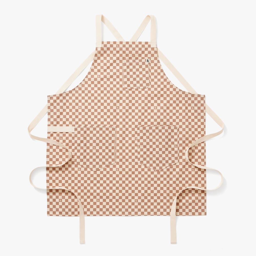 Desert Brown Check Crossback Apron
