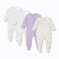 Dino & Ribbed Clever Zip Sleepsuit 4 Pack