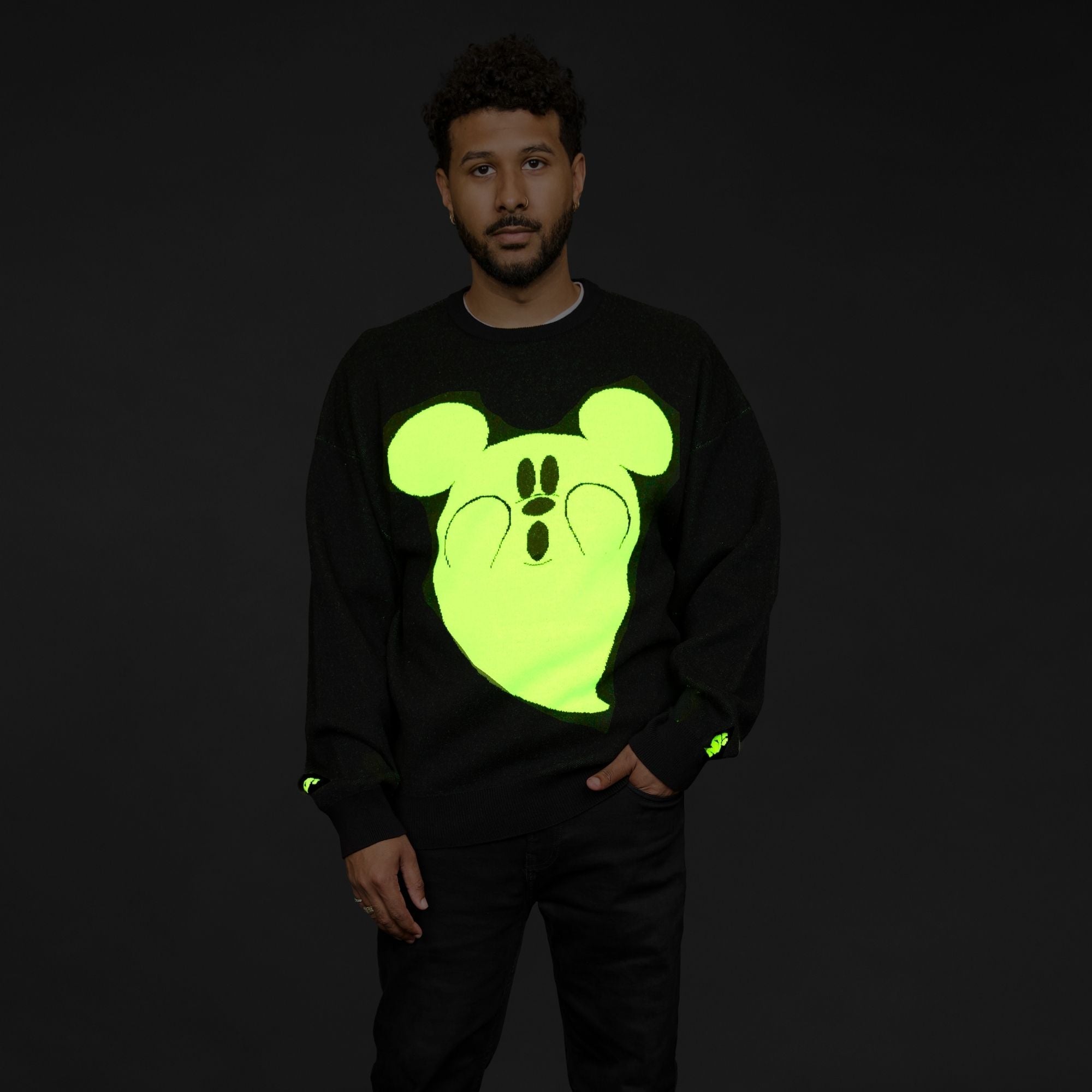 Disney Mickey Mouse Glow Ghost Knit Sweater