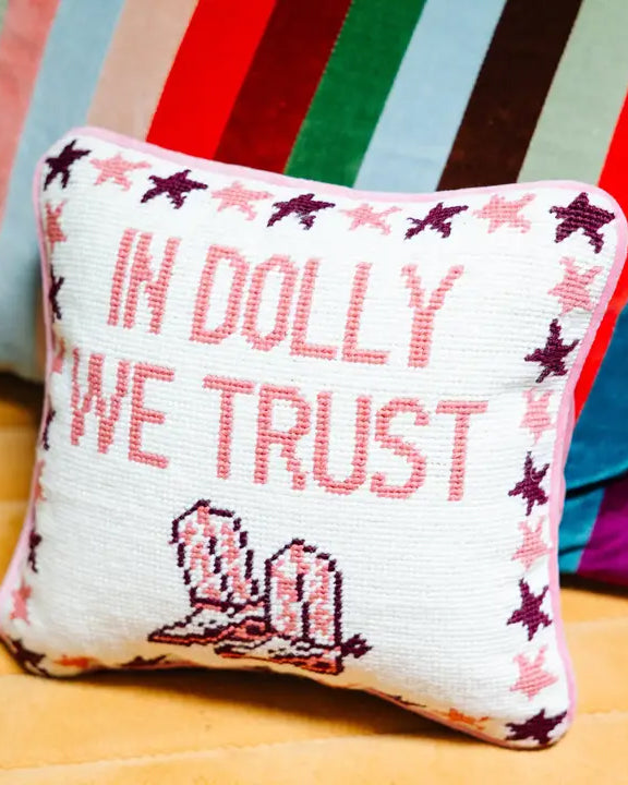 Pink Combo - Trust Dolly Needlepoint Pillow - Furbish Studio