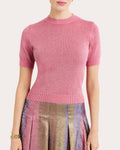 Drew Metallic Short-Sleeve Sweater
