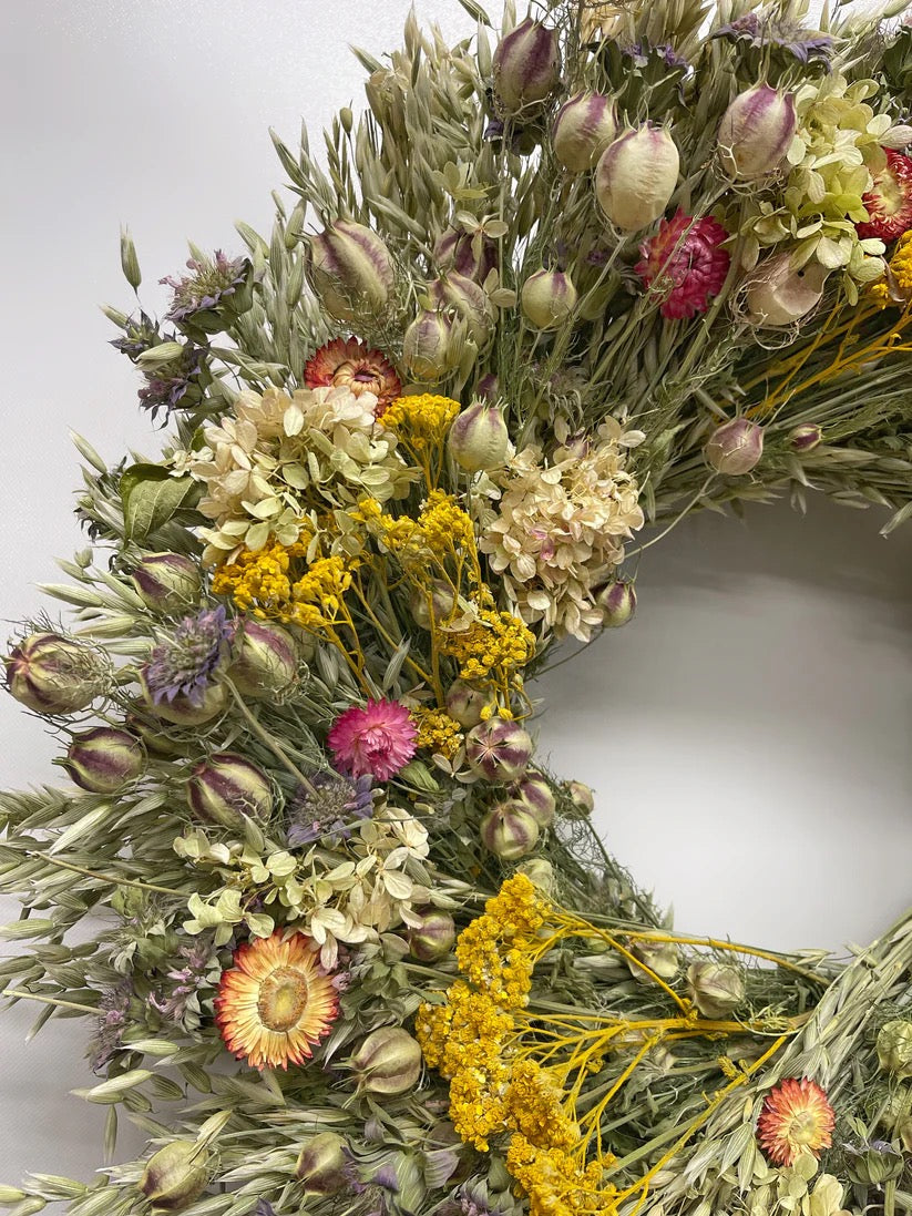 Linden Dried Oat & Mixed Botanical Wreath, 22"