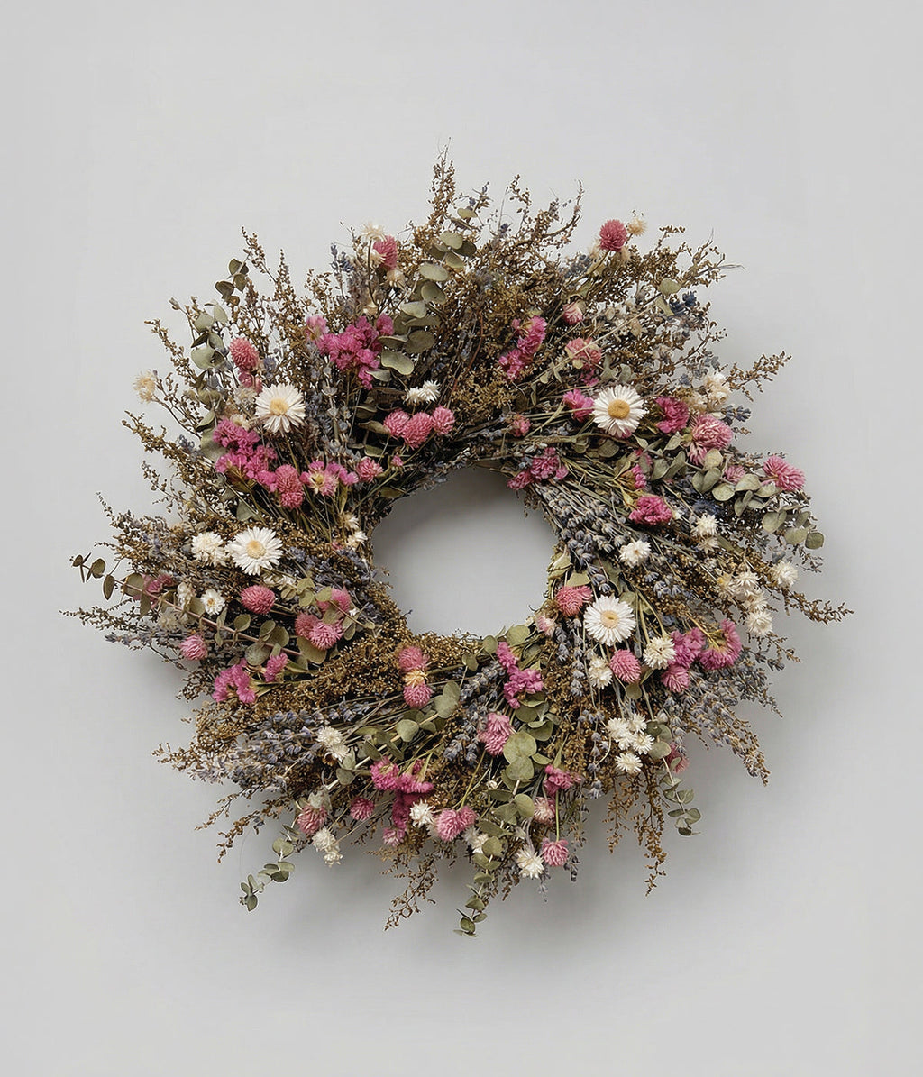 Camille Dried Blossom & Mixed Floral Wreath, 22"