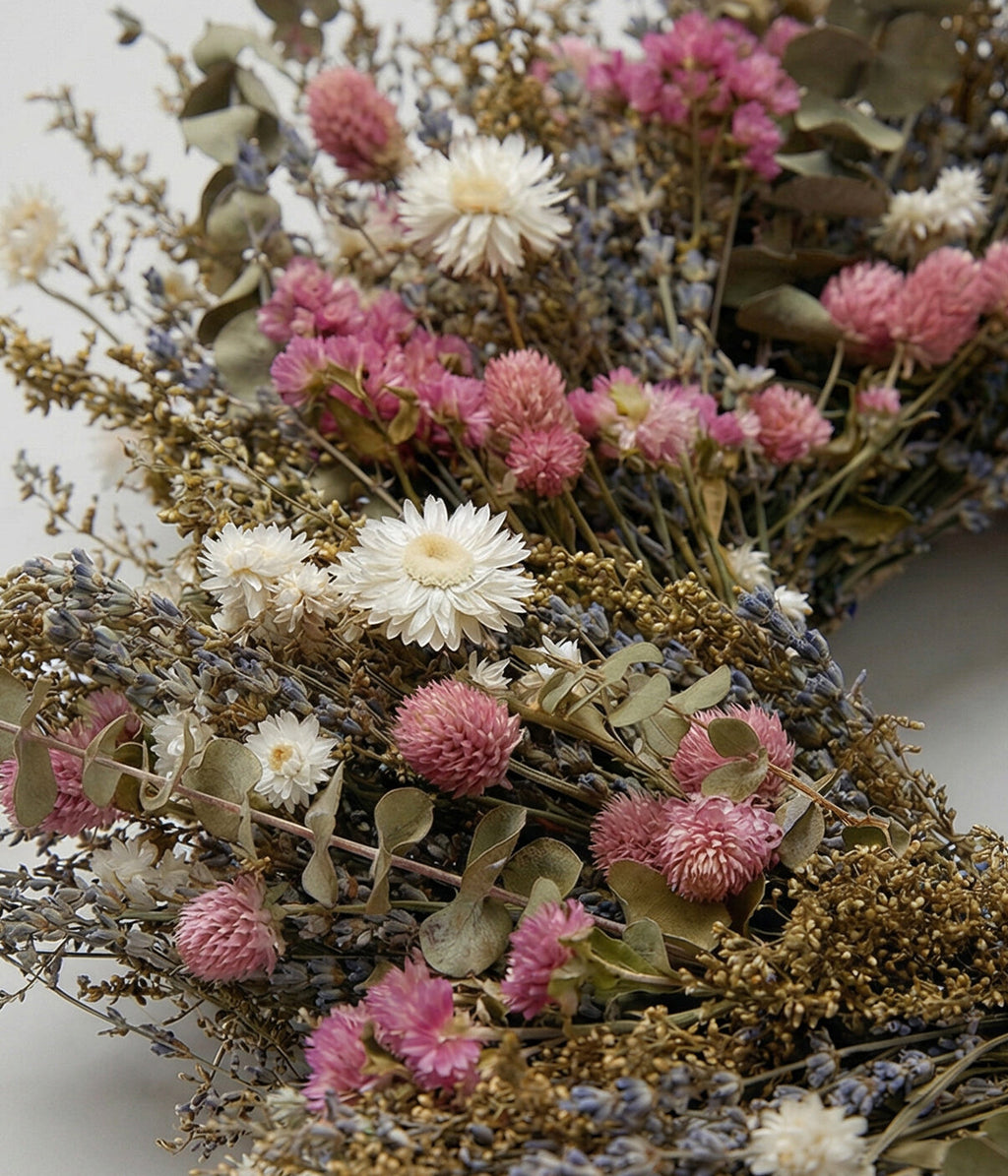 Camille Dried Blossom & Mixed Floral Wreath, 22"