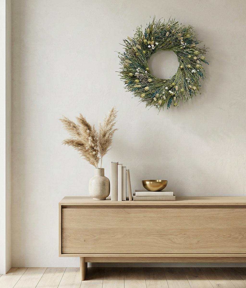 Celeste Dried Oat & Mixed Botanical Wreath, 22"
