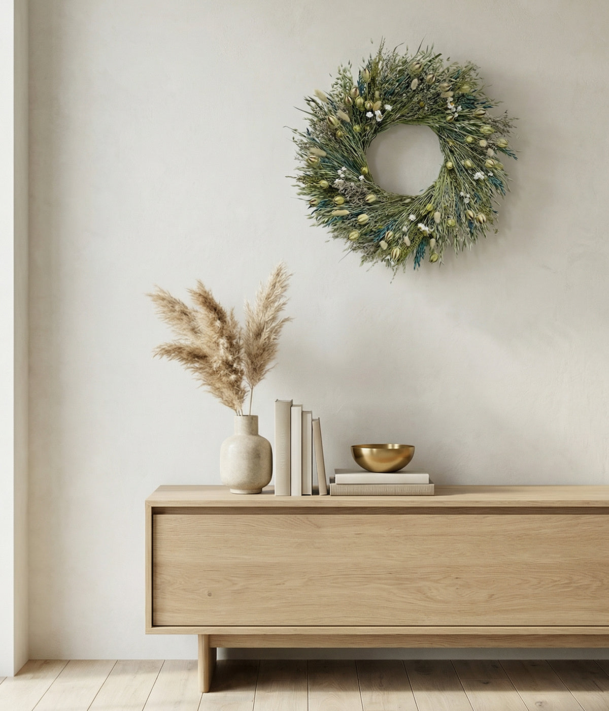 Celeste Dried Oat & Mixed Botanical Wreath, 22"