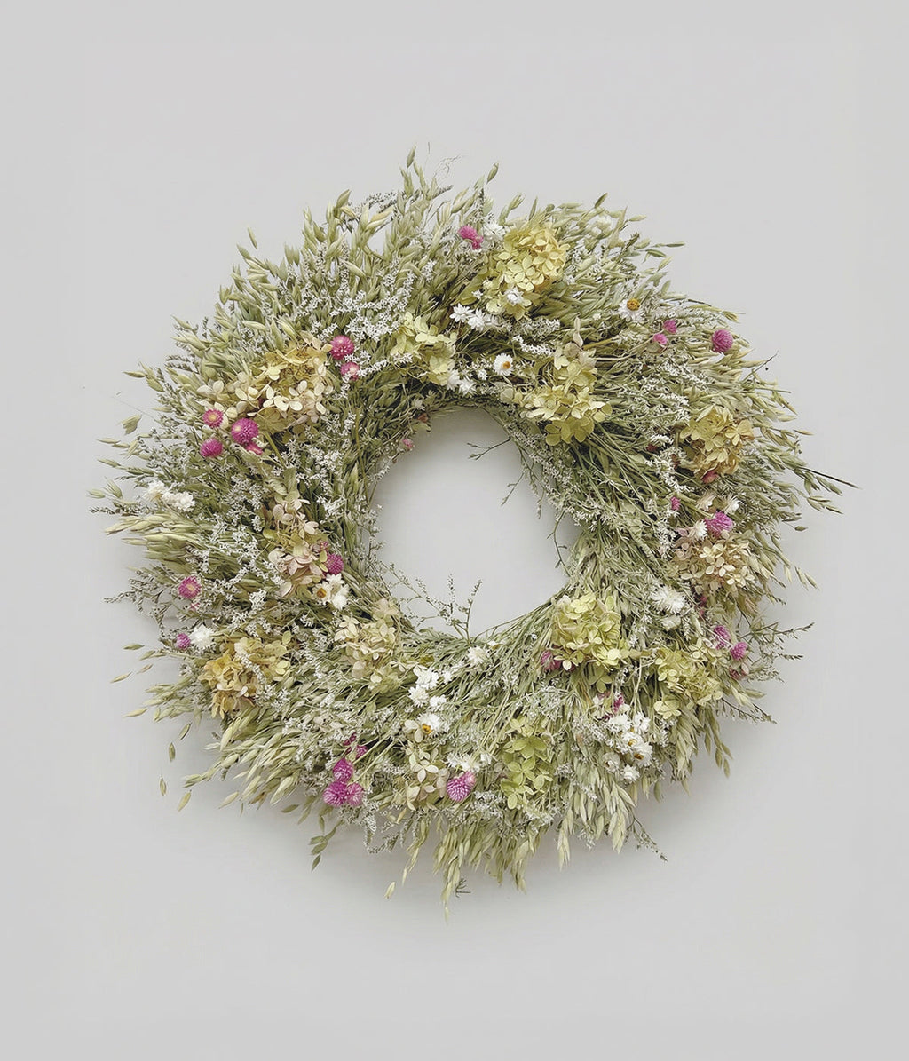 Eleanor Dried Oat and Hydrangea Wreath, 22"