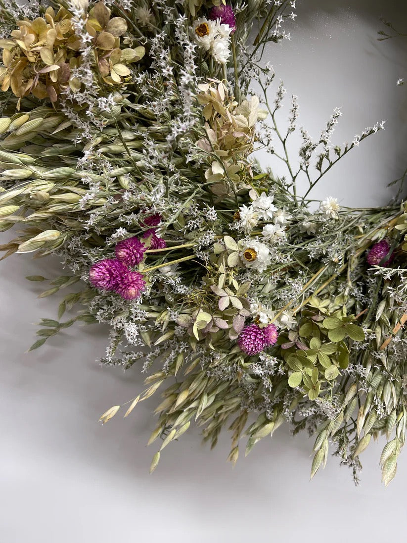 Eleanor Dried Oat and Hydrangea Wreath, 22"