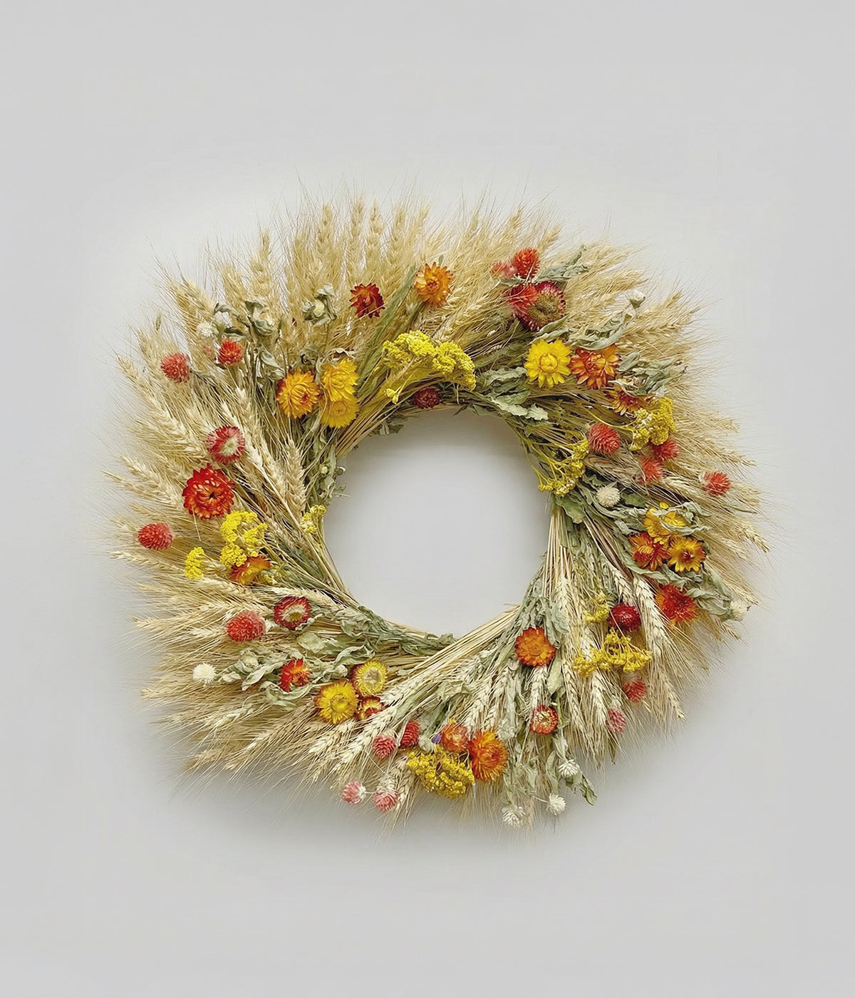 Louisa Dried Wheat & Mixed Floral Wreath, 22"