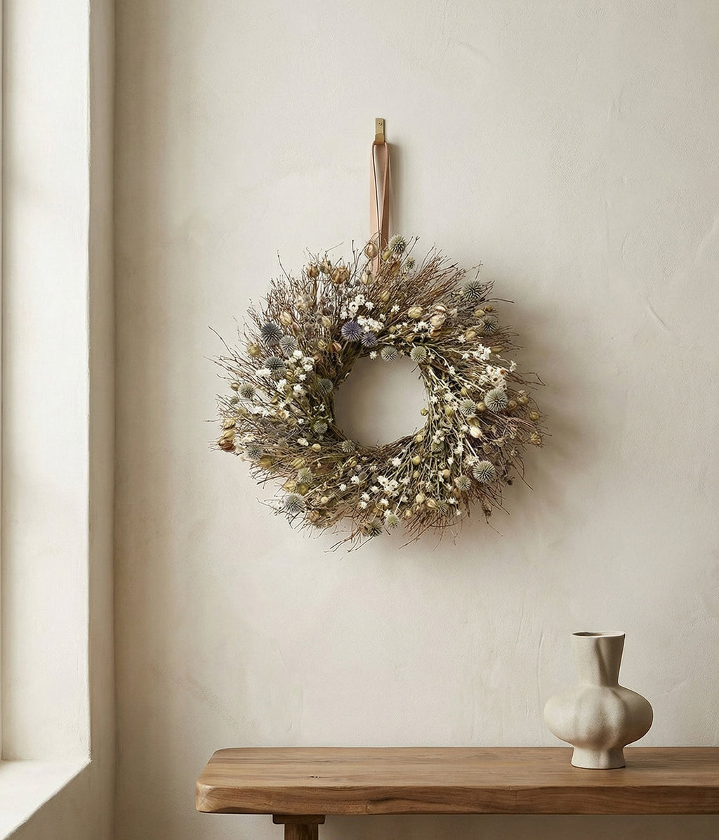 Rosalind Dried Thistle & Daisy Wreath, 22"