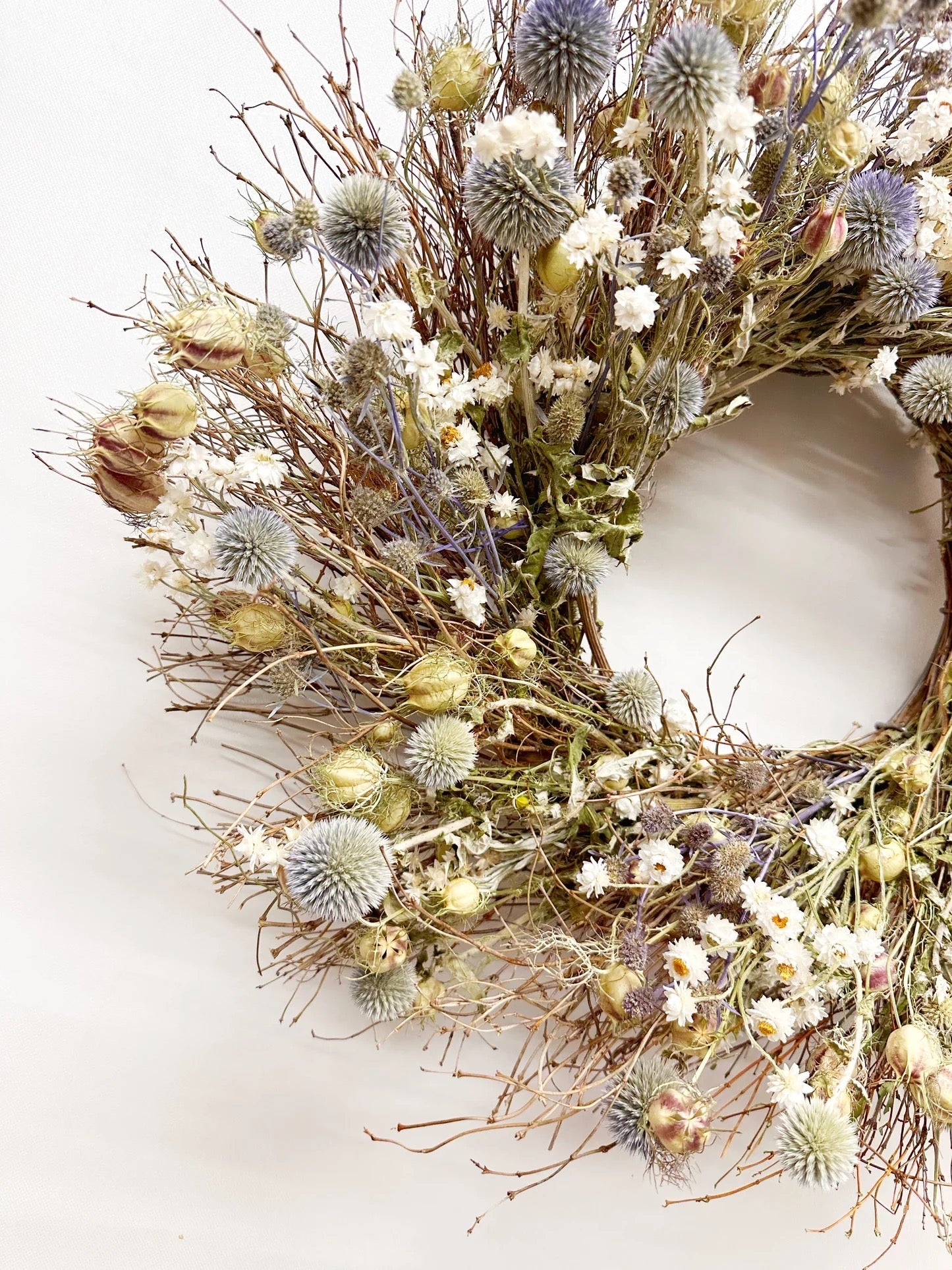 Rosalind Dried Thistle & Daisy Wreath, 22"