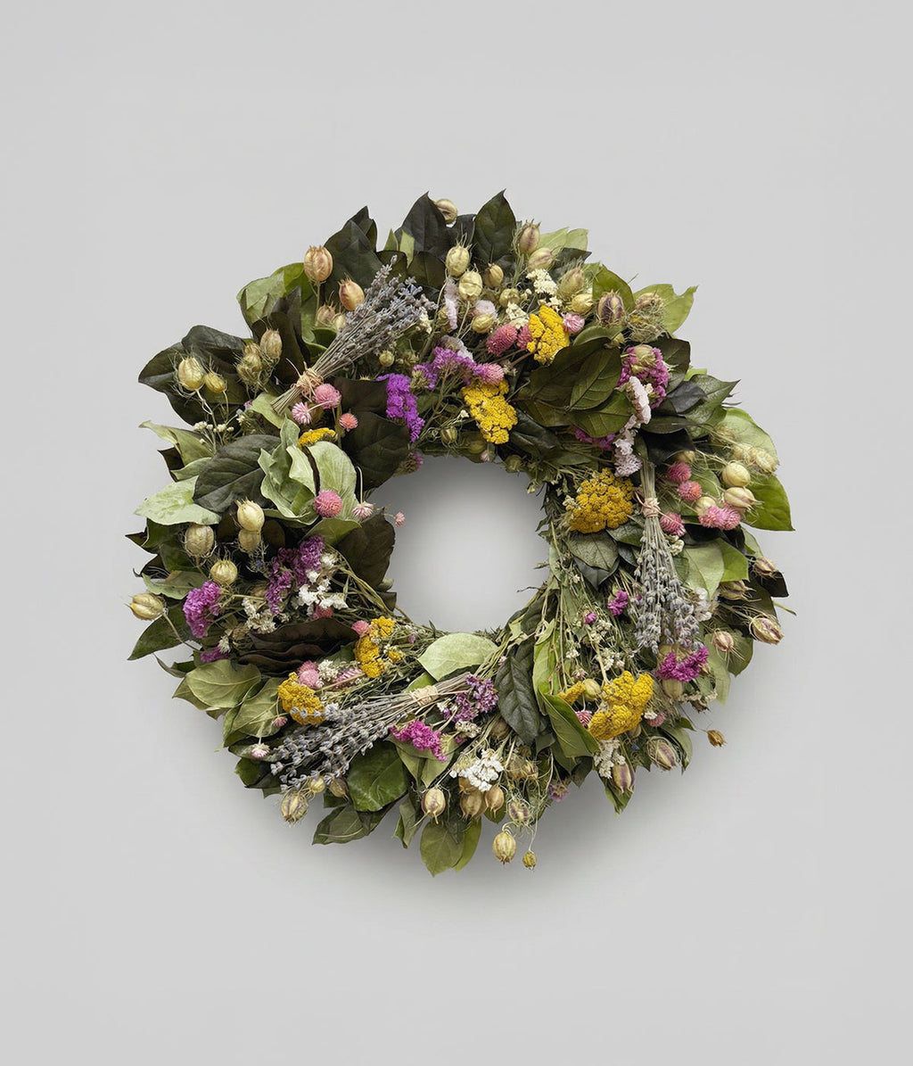 Vivienne Preserved Leaves & Dried Lavender Wreath, 22"