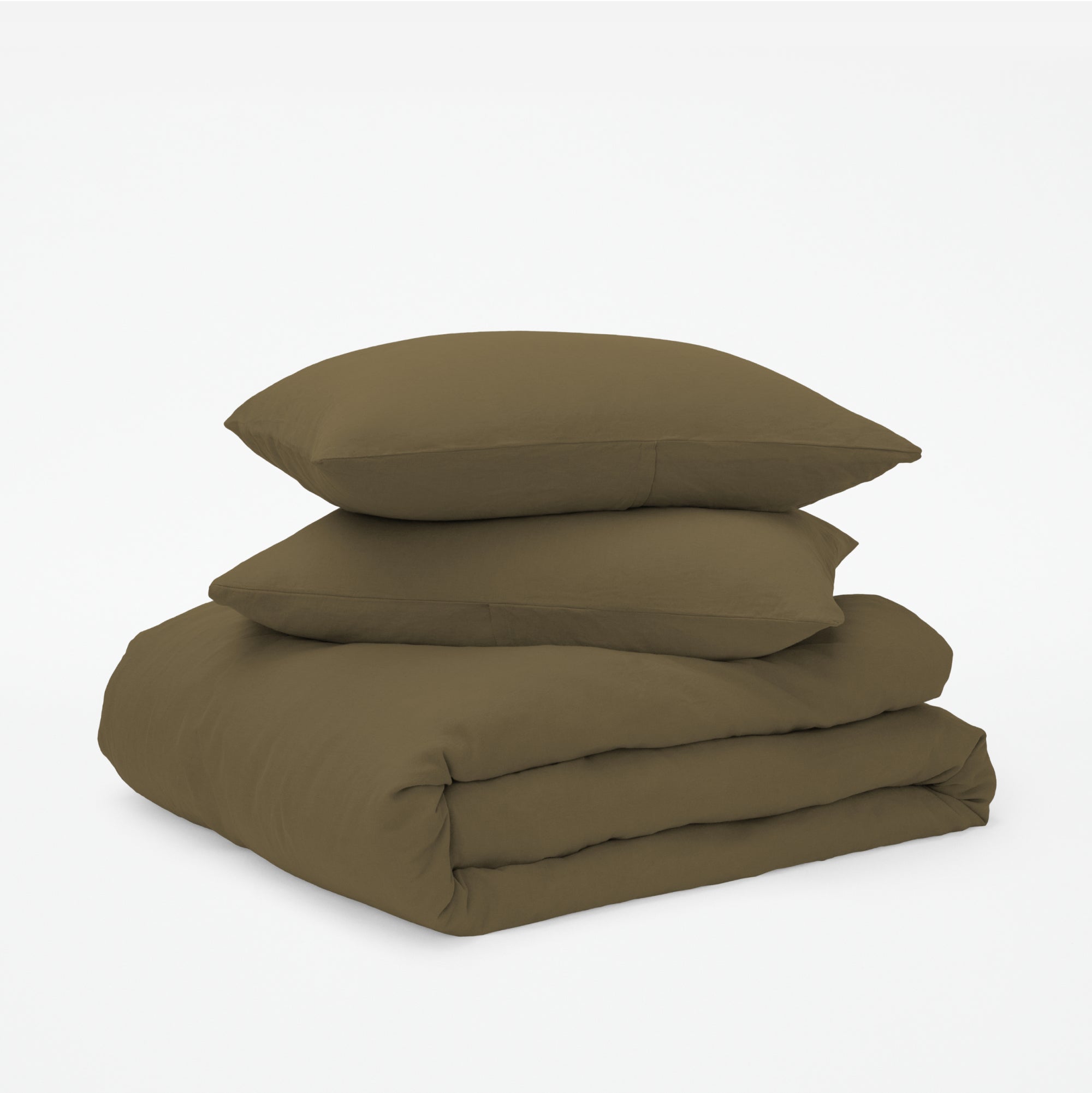 Linen-Cotton Blend Duvet Set - Martini Olive