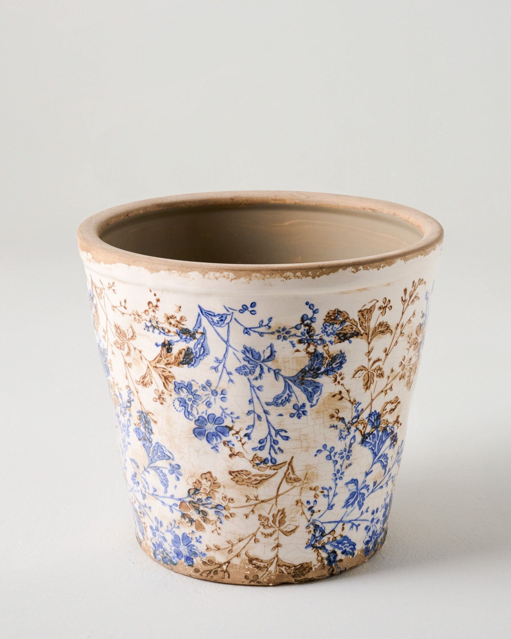 Blue and White Distressed Planter