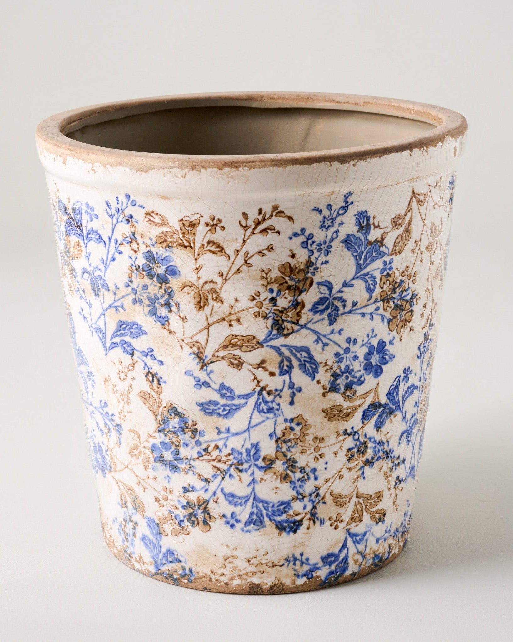 Blue and White Distressed Planter