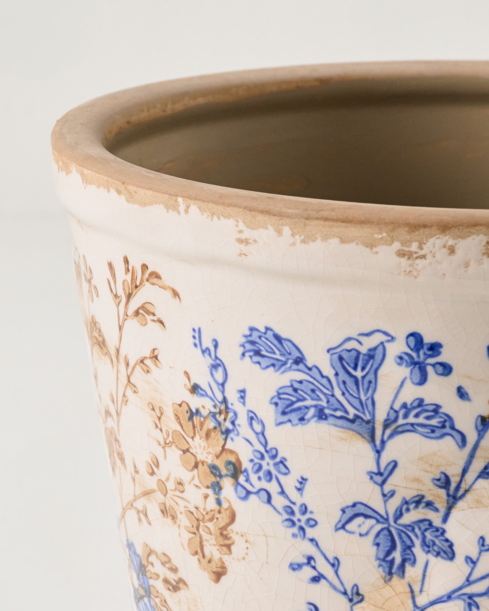 Blue and White Distressed Planter