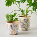 Blue and White Distressed Planter